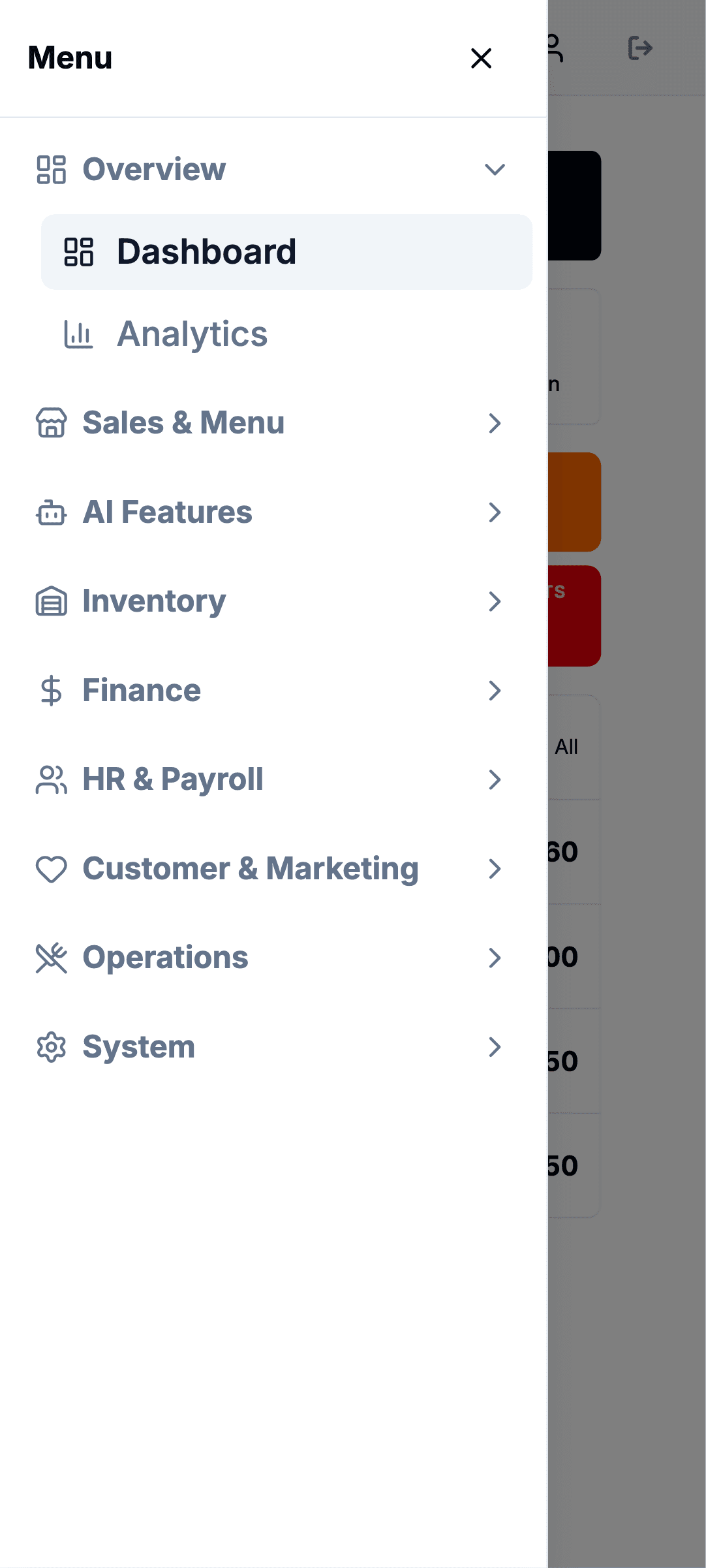 Everything behind the menu on Android phone